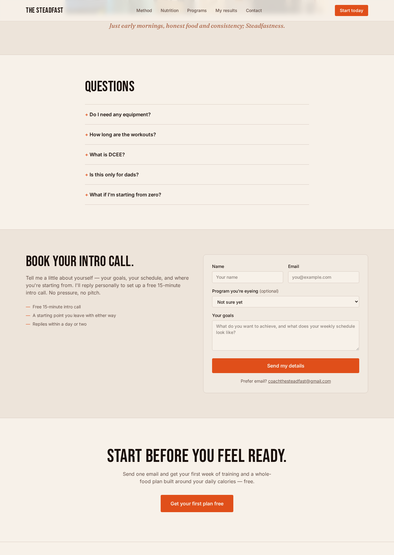 The Steadfast booking path section